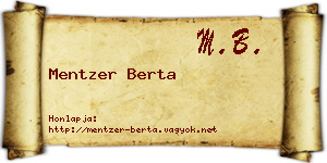 Mentzer Berta névjegykártya
